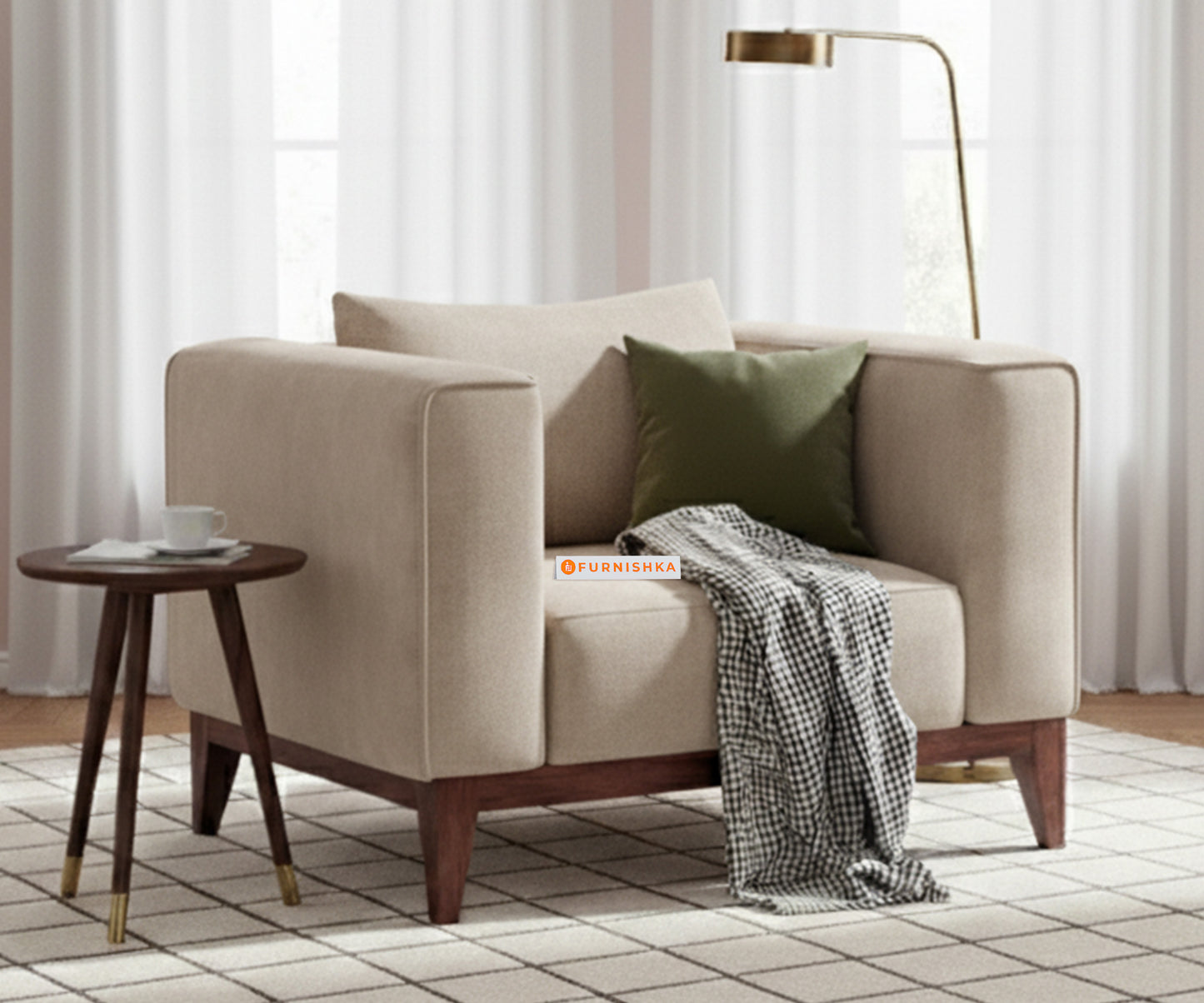 Linda Sofa 1 Seater Light Beige - Furnishka 