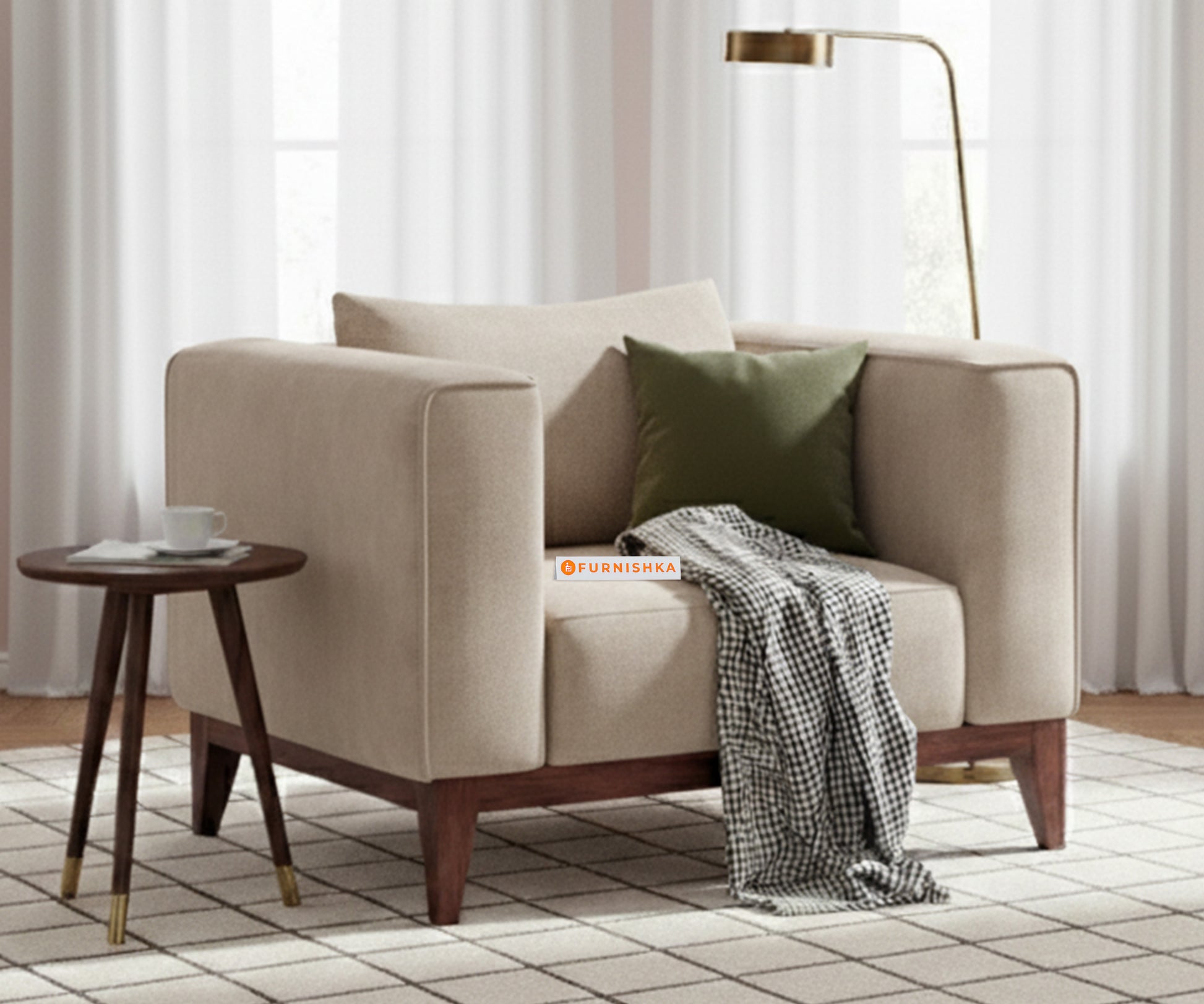 Linda Sofa 1 Seater Light Beige - Furnishka 