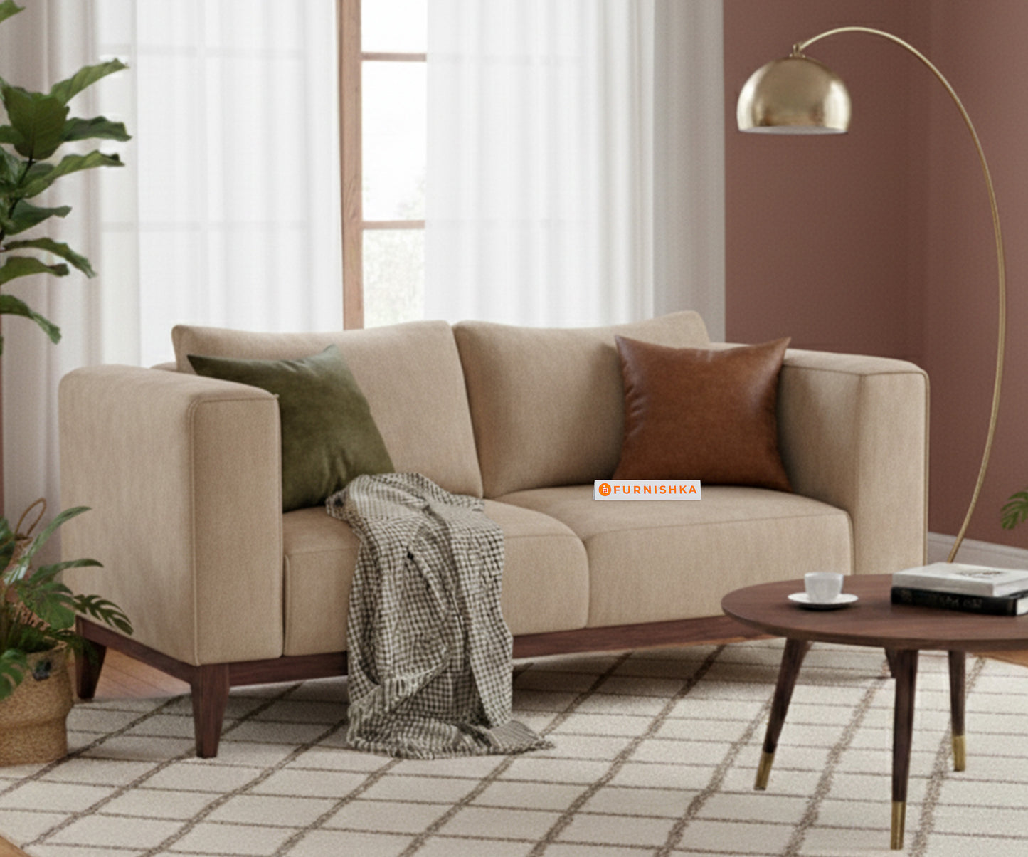 Linda Sofa 2 Seater  Light Beige - Furnishka 
