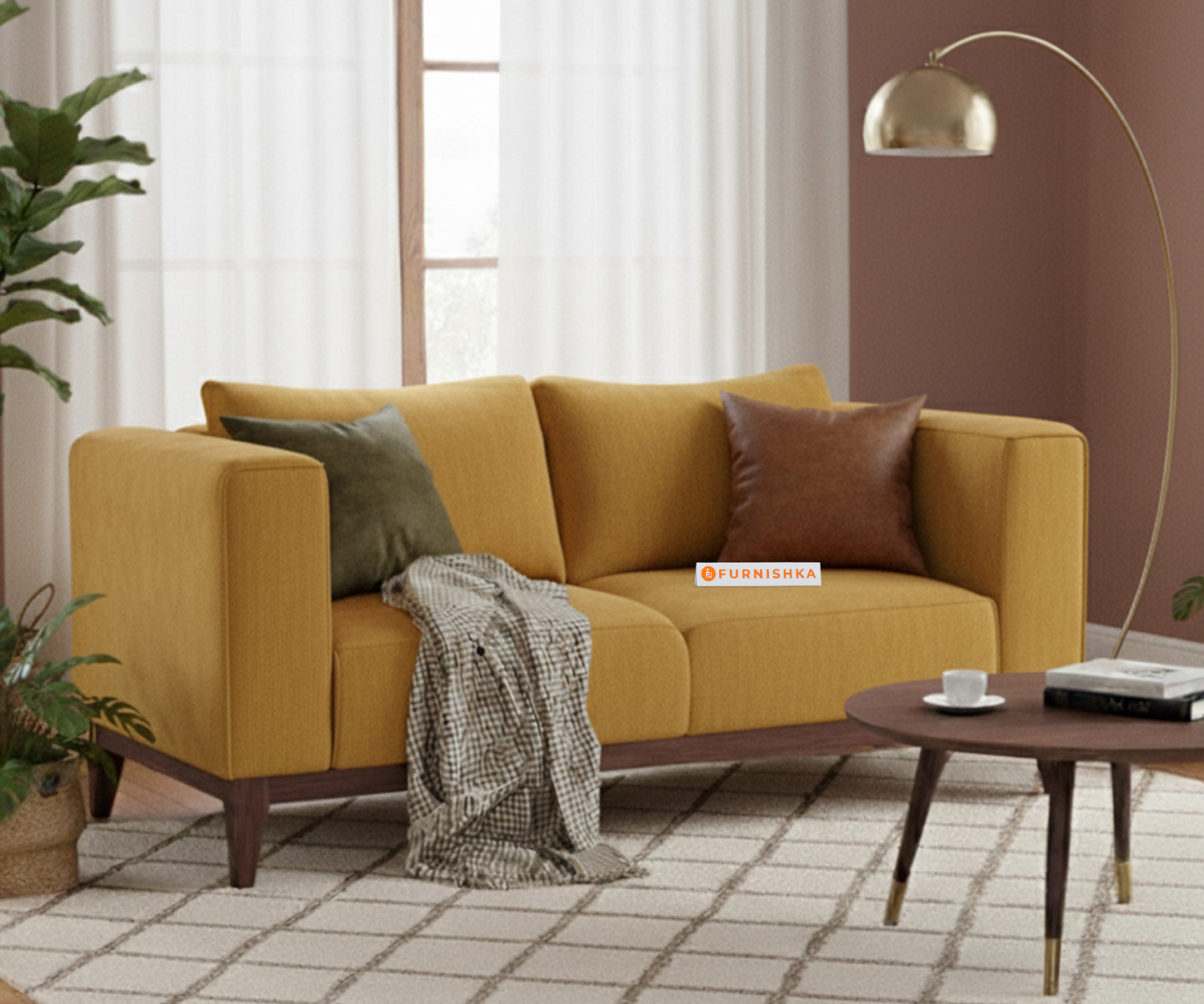 Linda Sofa 2 Seater Mustard Yellow - Furnishka 