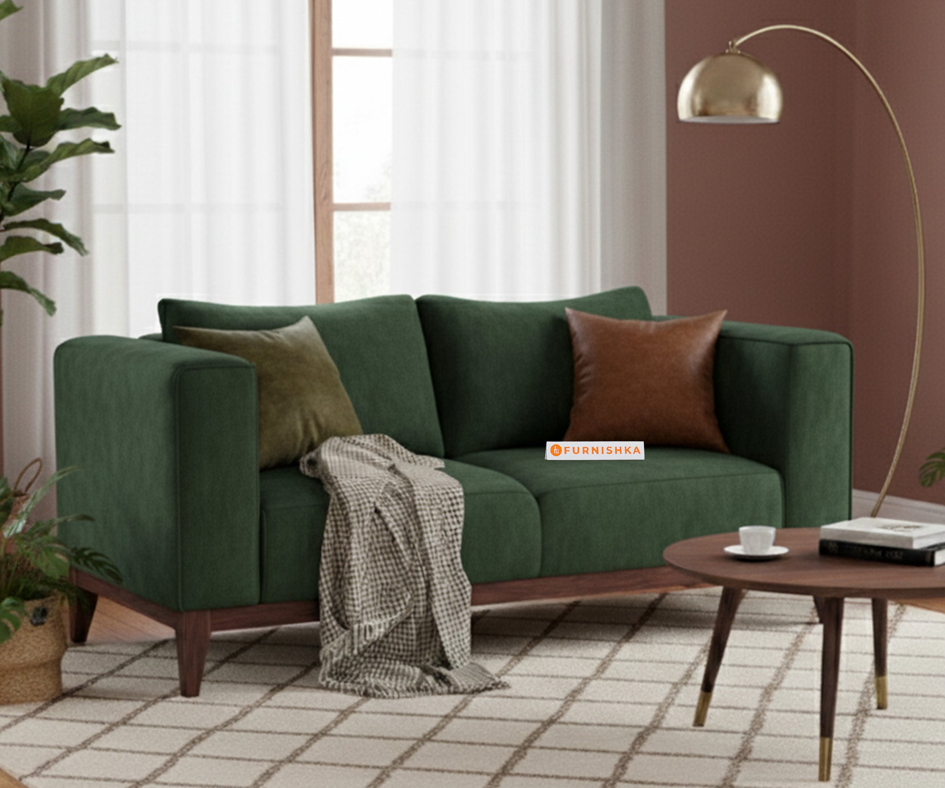 Linda Sofa 2 Seater Pine Green - Furnishka 