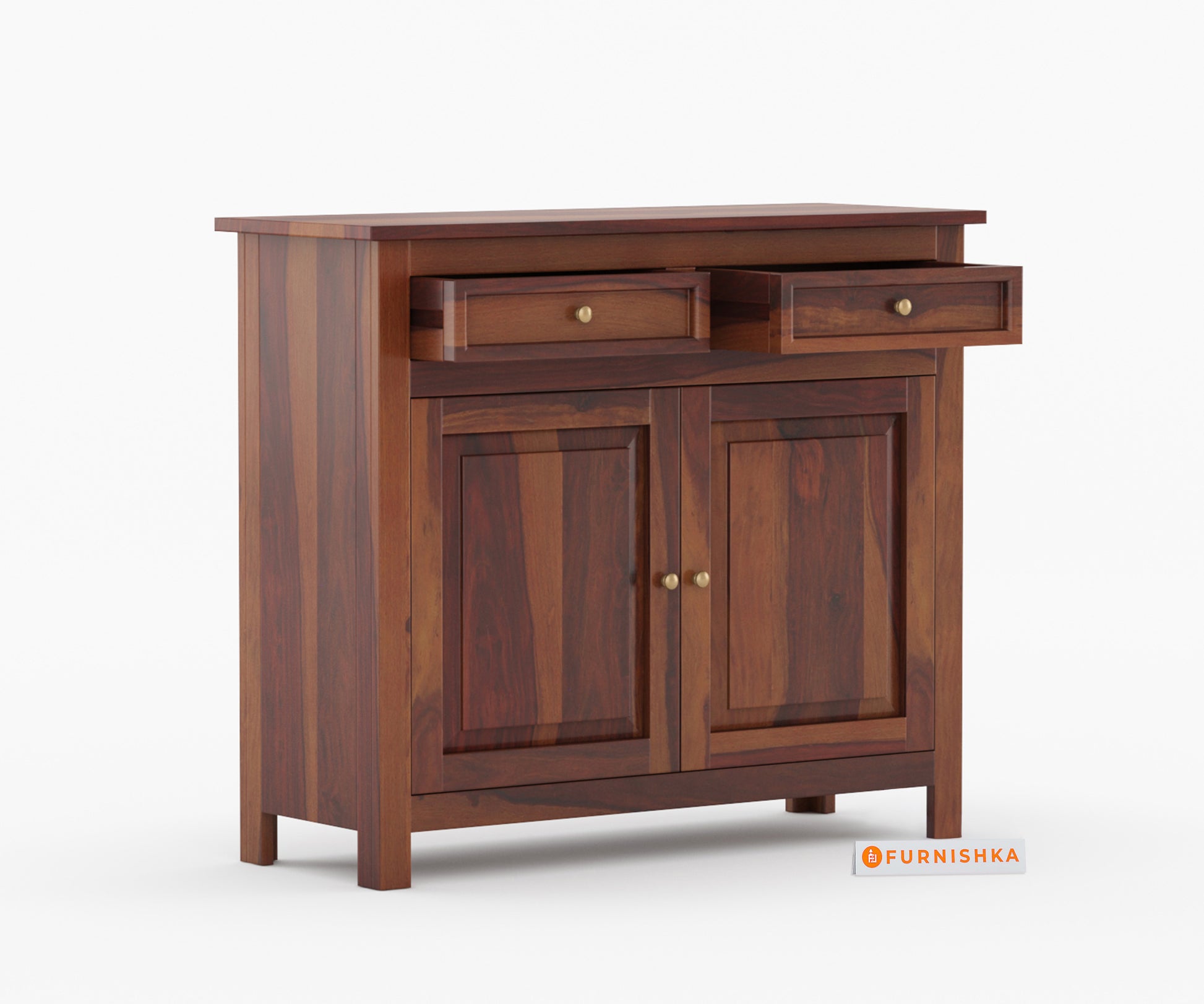 Louise Sheesham Wood Two Door Chest of Drawer - Furnishka 