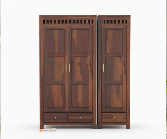 Meody 3 Door Solid Sheesham Wood Wardrobe