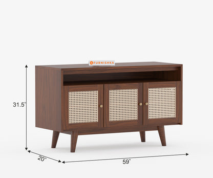 Mike Acacia Wood Triple Door Chest of Drawers