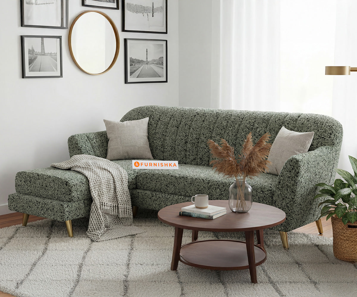 Marco 2 Seater L Shape Sofa with Anthology Fabric Green-LHS - Furnishka