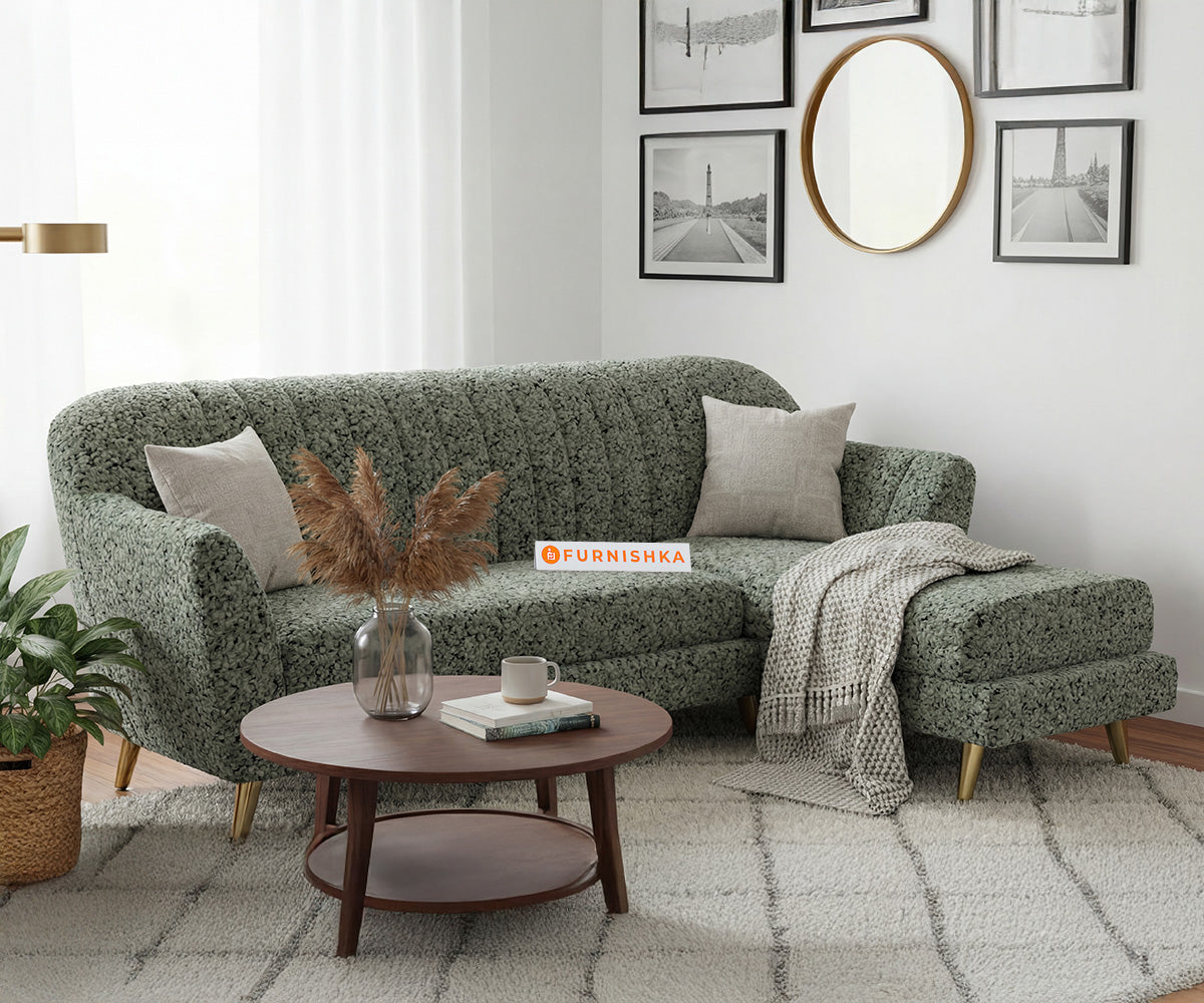 Marco 2 Seater L Shape Sofa with Anthology Fabric Green-RHS - Furnishka