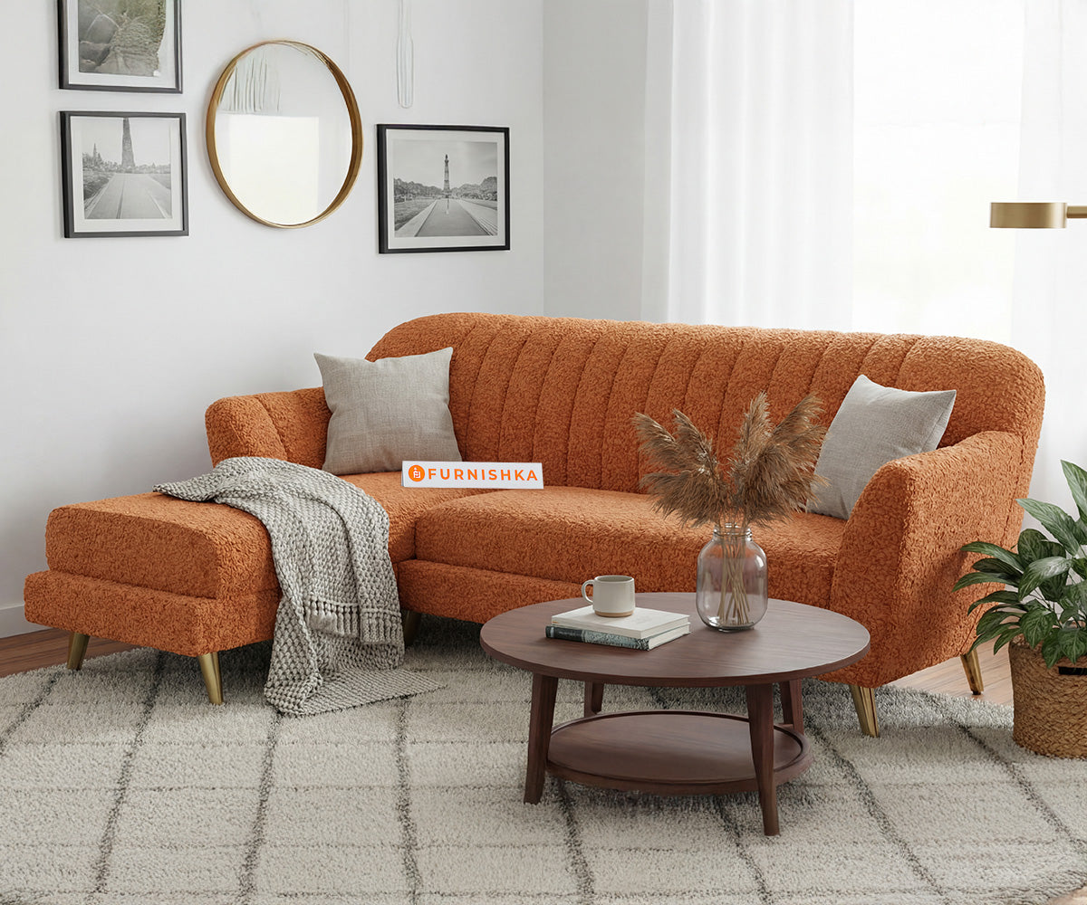 Marco 2 Seater L Shape Sofa with Anthology Fabric Orange-LHS - Furnishka