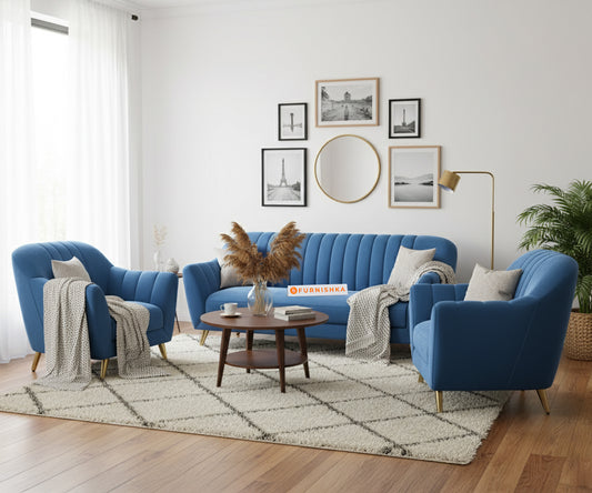Marco 3+1+1 Seater Sofa Set - Blue - Furnishka