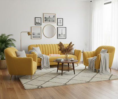 Marco 3+1+1 Seater Sofa Set - Mustard Yellow - Furnishka
