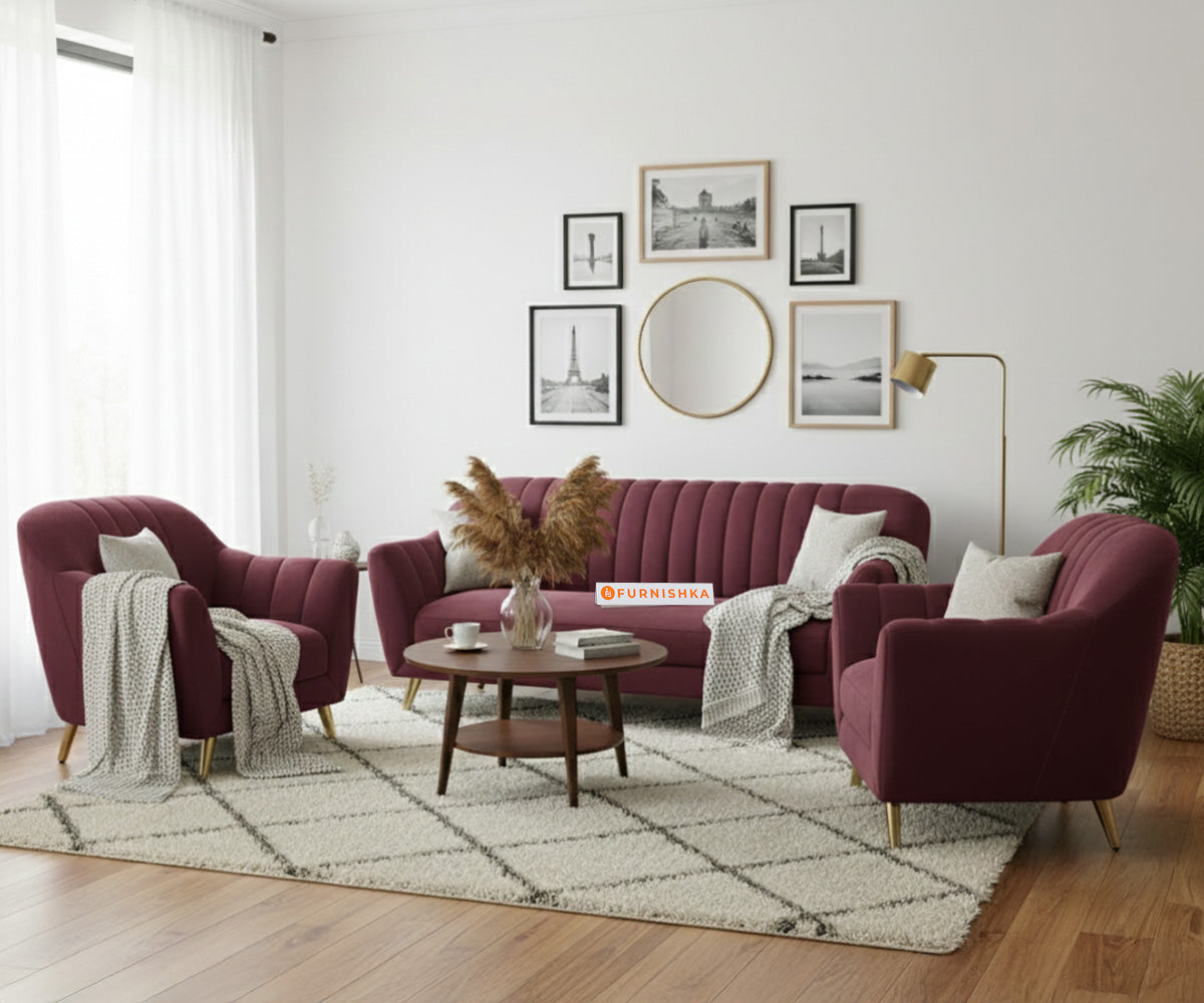 Marco 3+1+1 Seater Sofa Set - Red Wine - Furnishka 