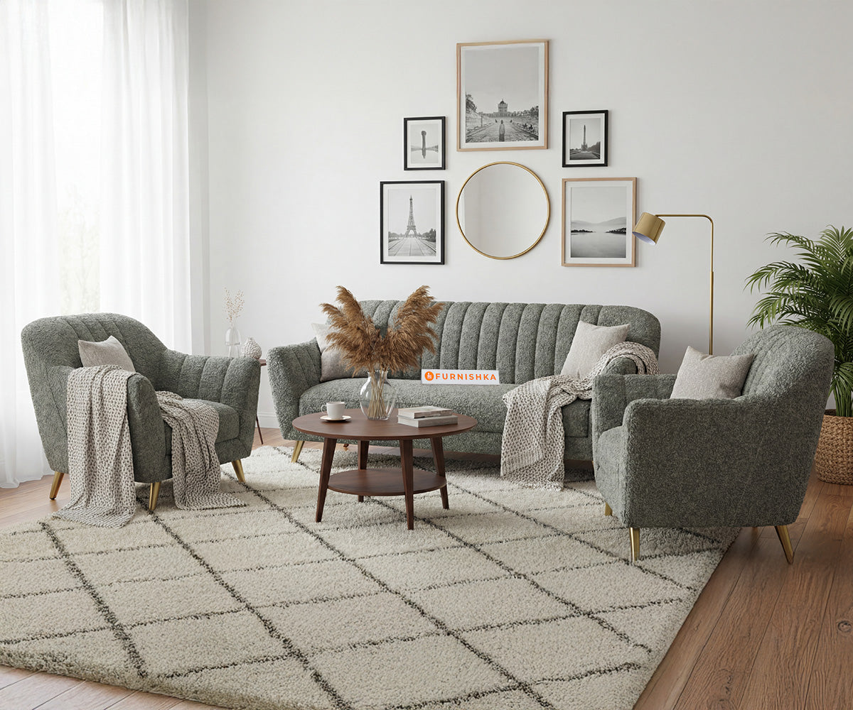 Marco 3+1+1 Seater Sofa Set With Anthology Fabric Green - Furnishka