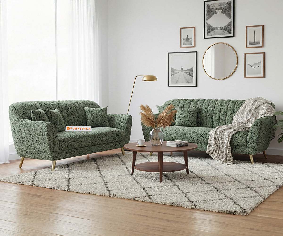 Marco 3+2 Seater Sofa Set With Anthology Fabric Green - Furnishka
