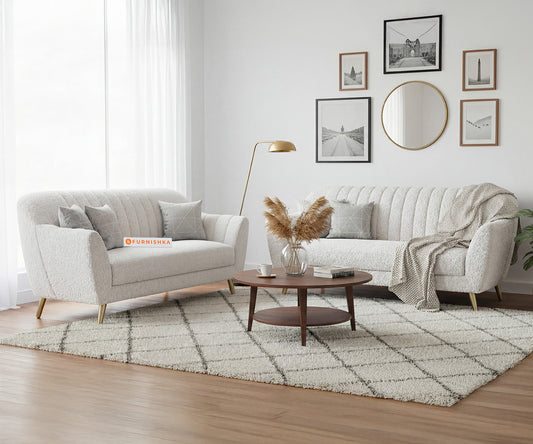 Marco 3+2 Seater Sofa Set With Anthology Fabric Light Beige - Furnishka