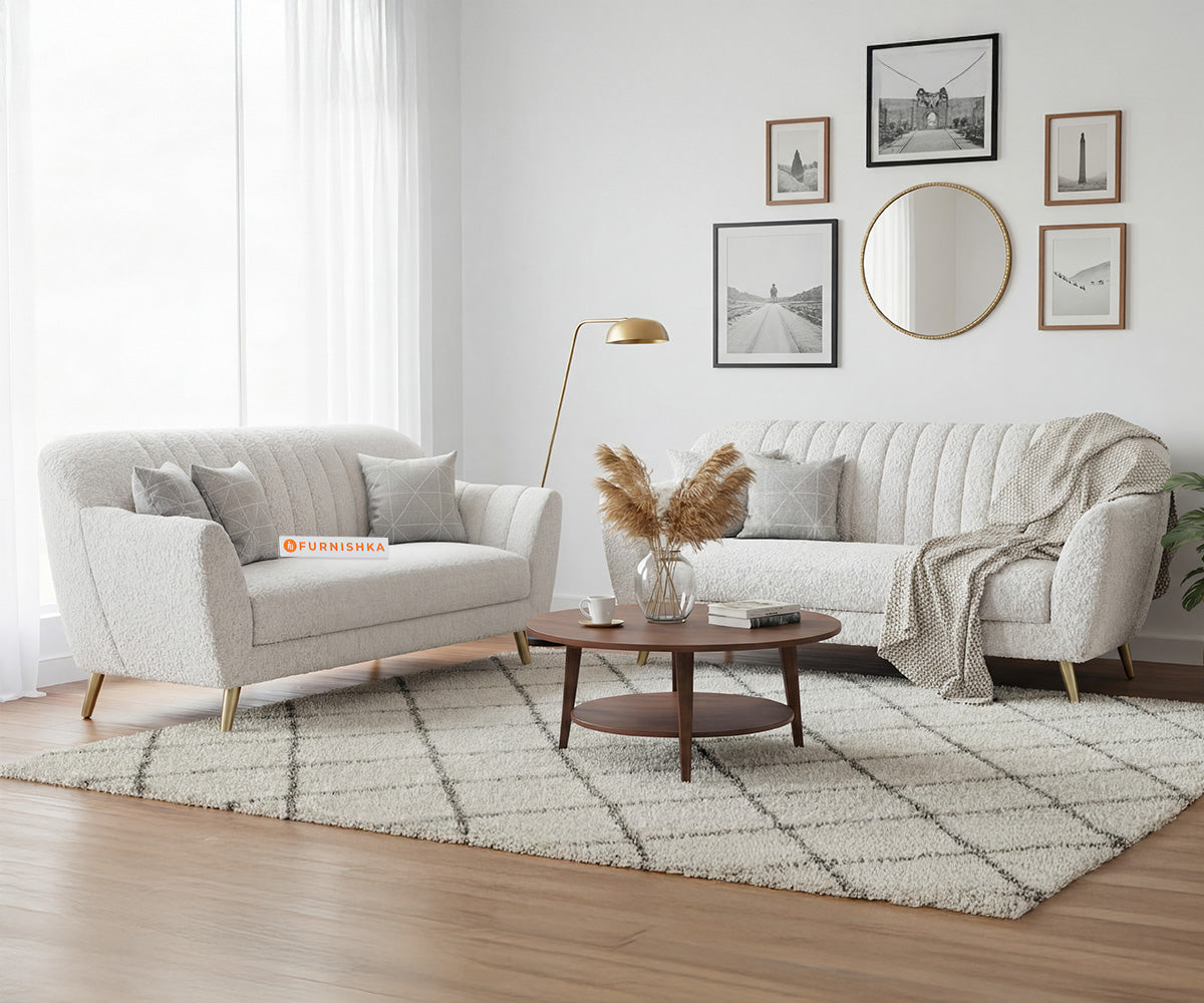 Marco 3+2 Seater Sofa Set With Anthology Fabric Light Beige - Furnishka