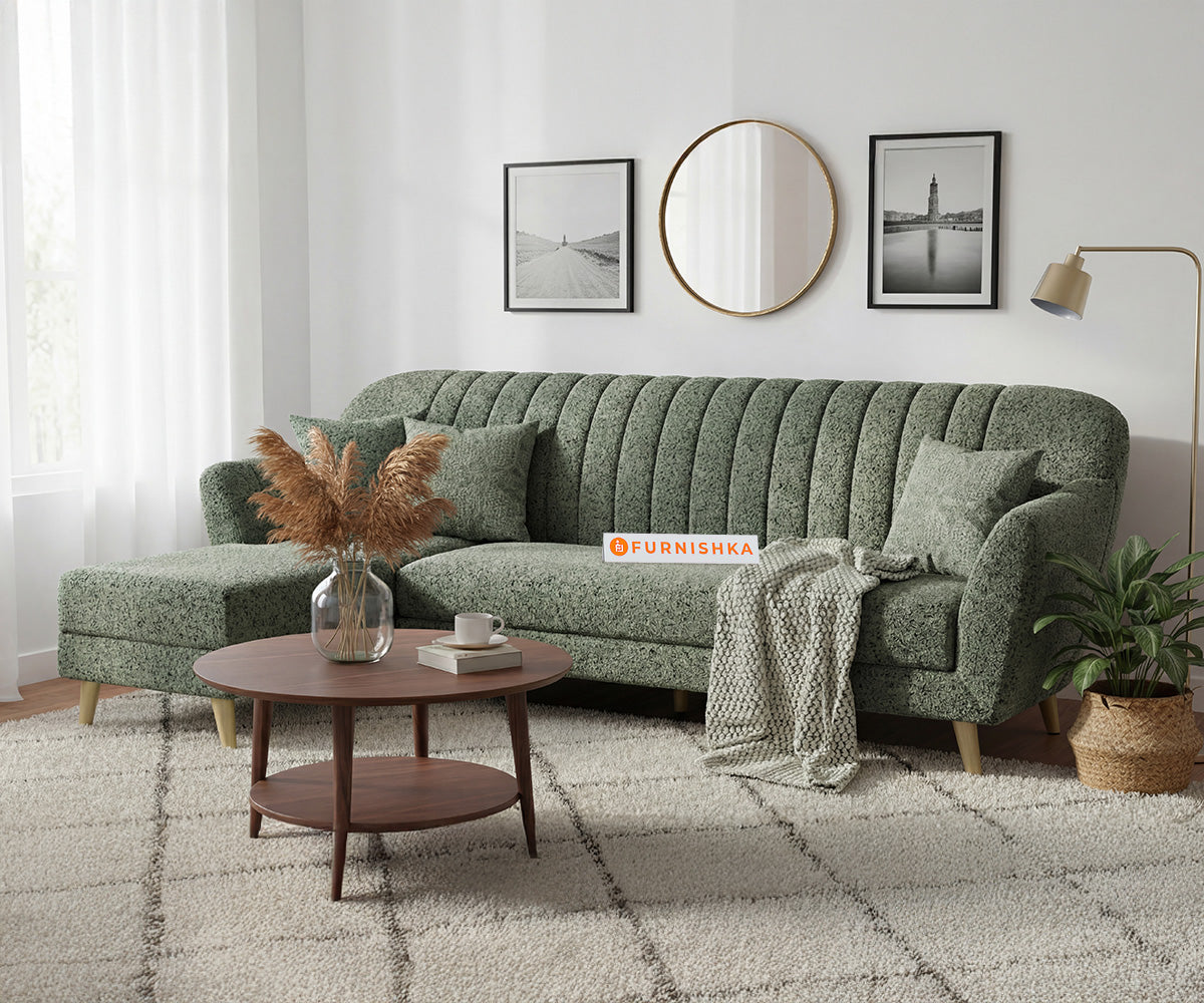 Marco 3 Seater L Shape Sofa with Anthology Fabric Green - LHS - Furnishka