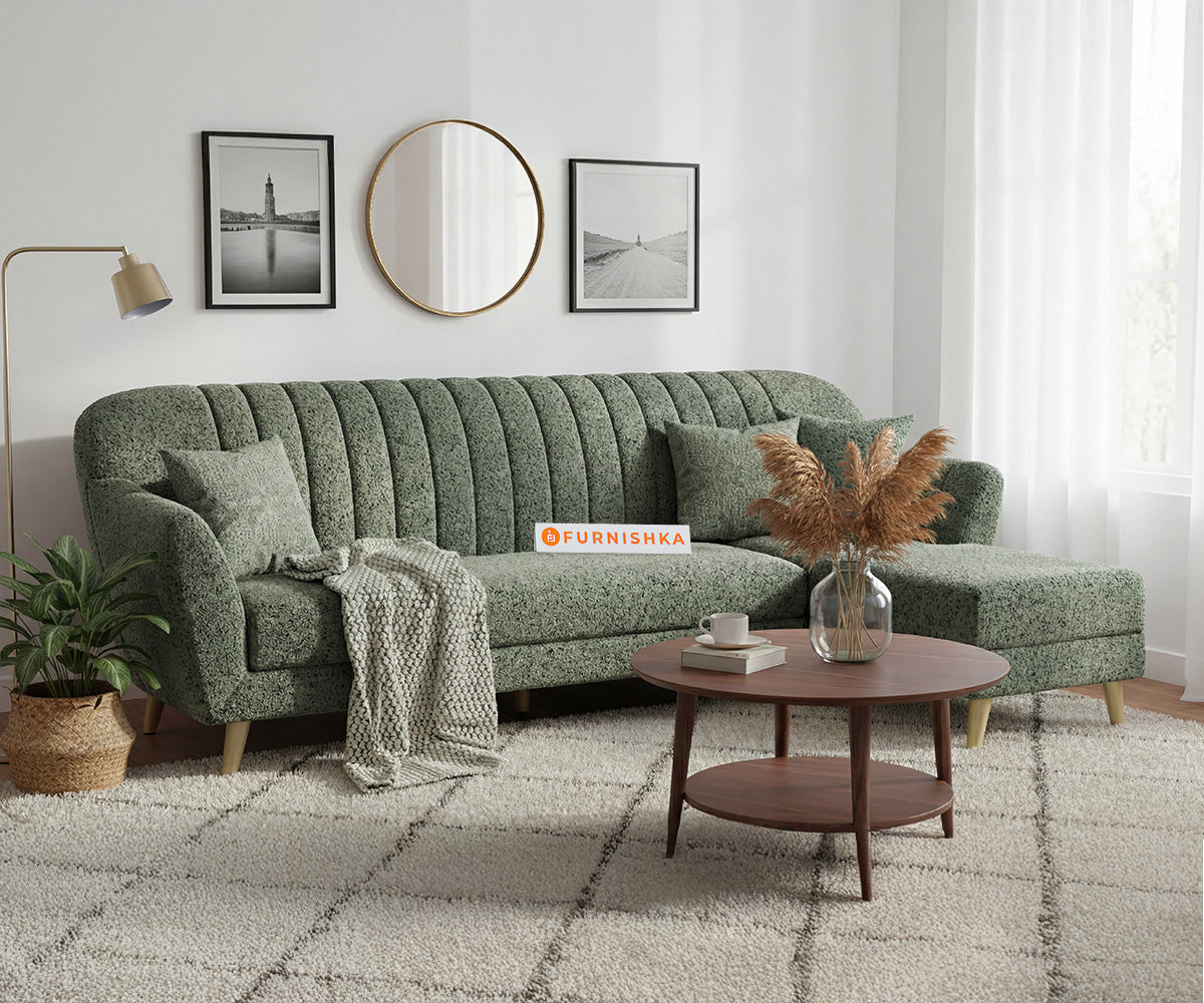Marco 3 Seater L Shape Sofa with Anthology Fabric Green- RHS - Furnishka