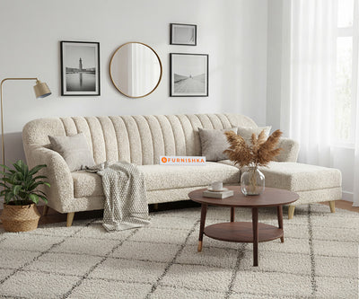 Marco 3 Seater L Shape Sofa with Anthology Fabric Light Beige- RHS