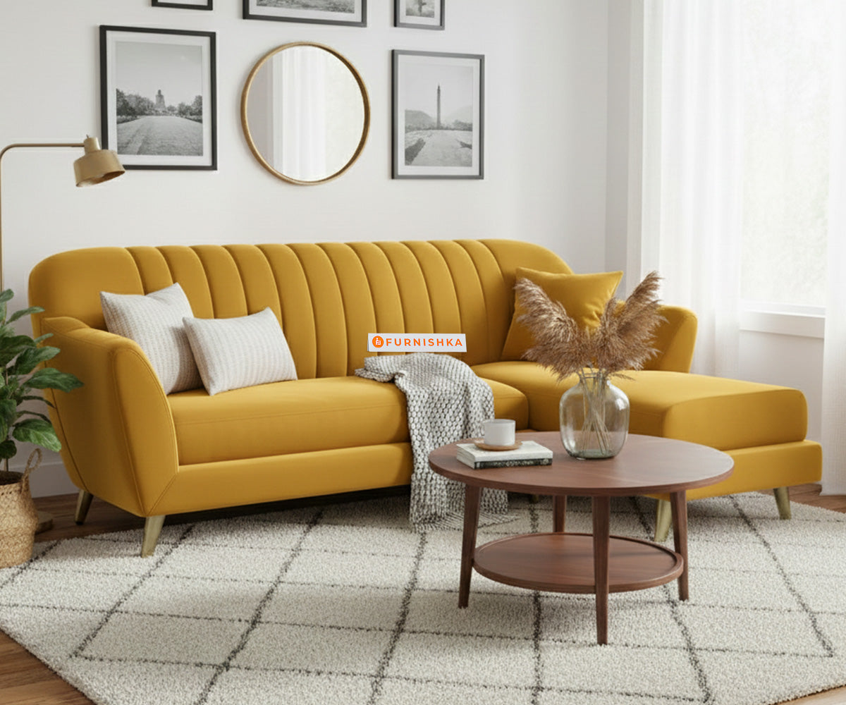 Marco Sectional Sofa 2+L RHS Mustard Yellow - Furnishka 