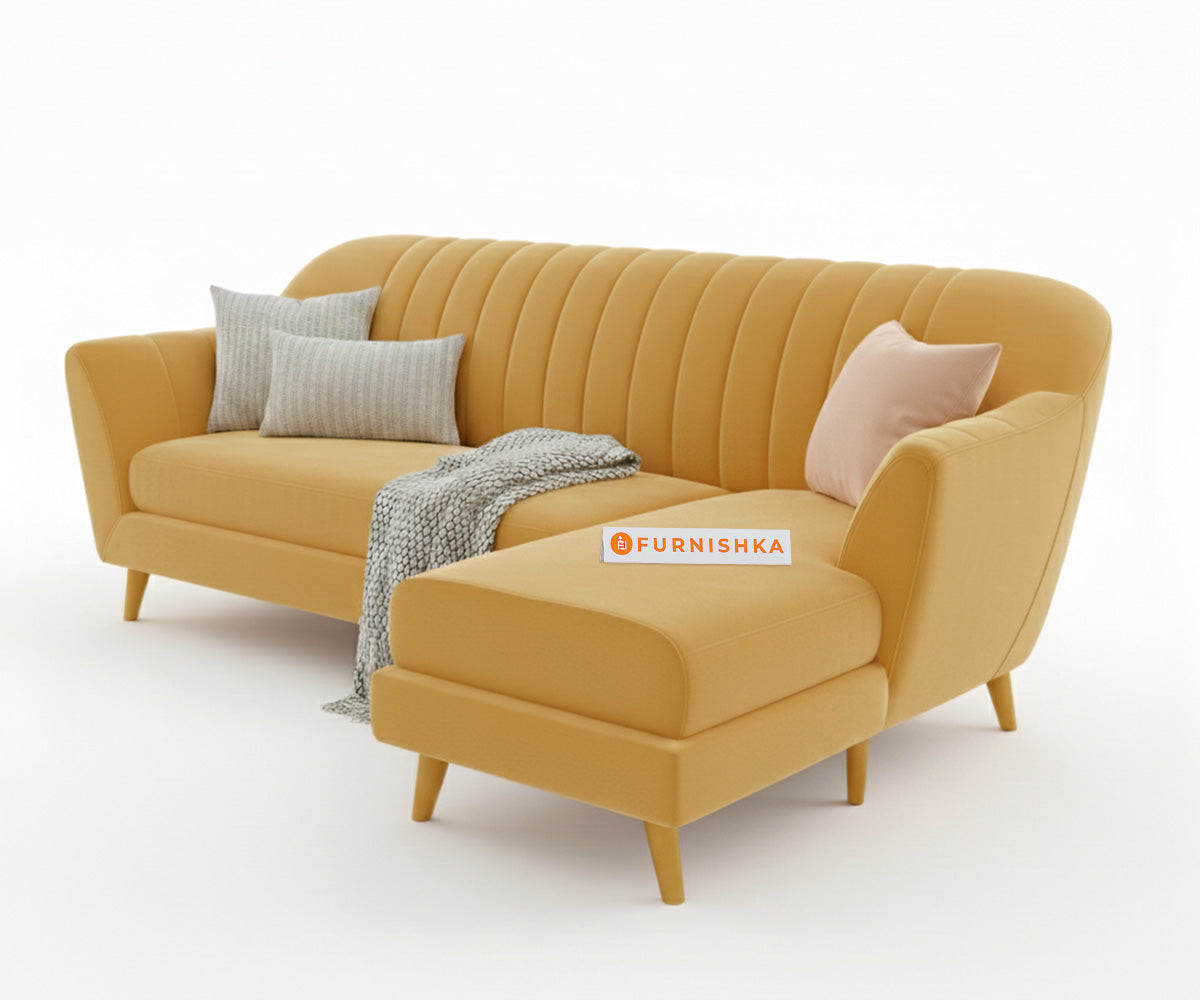 Marco Sectional Sofa 2+L RHS Mustard Yellow - Furnishka 