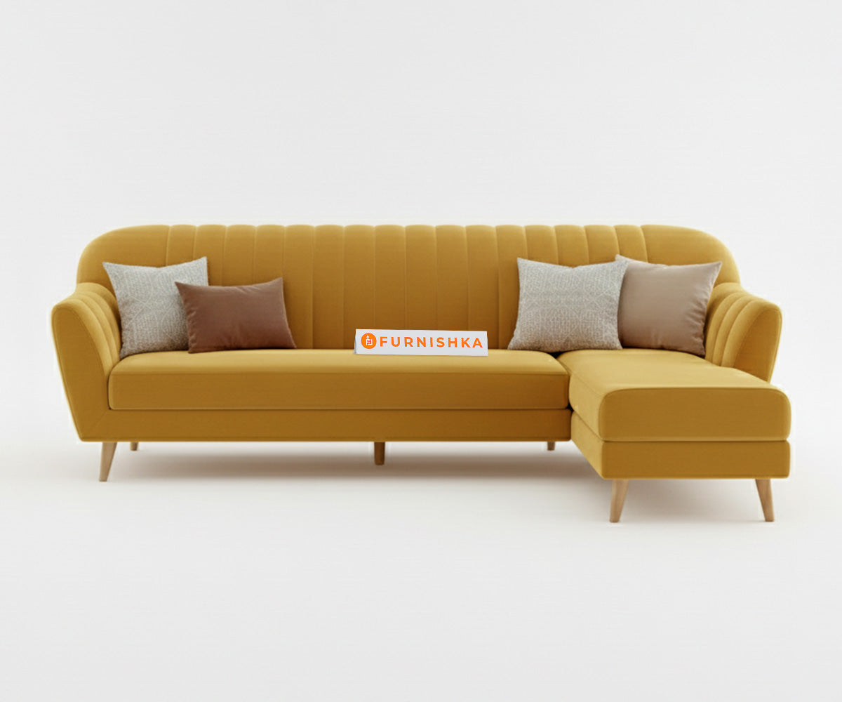 Marco Sectional Sofa 3+L RHS Mustard Yellow - Furnishka 