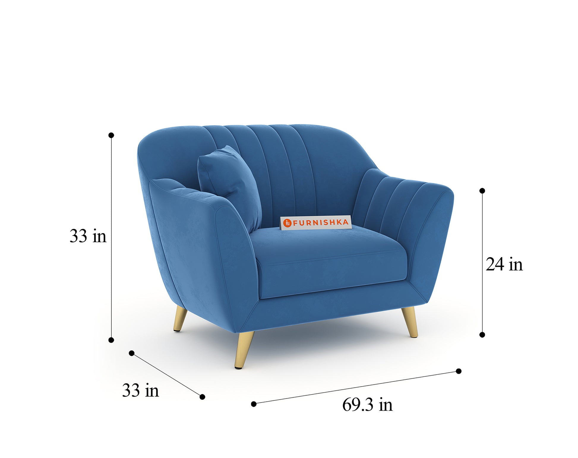Marco Sofa 1 Seater - Blue - Furnishka 