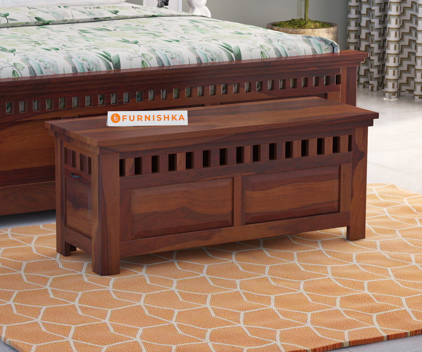 Mariano Sheesham Wood Trunk Box - Furnishka 