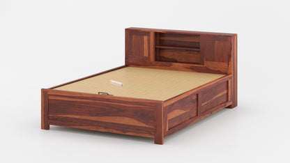 Marida Hydraulic Bed in Sheesham - King Size - Furnishka 
