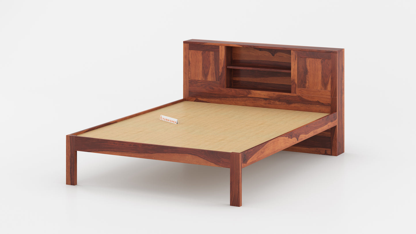 Marida Non Storage in Sheesham - Queen Size - Furnishka 
