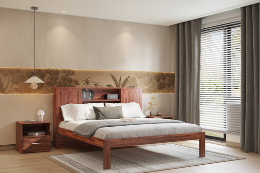 Marida Non Storage in Sheesham - Queen Size - Furnishka