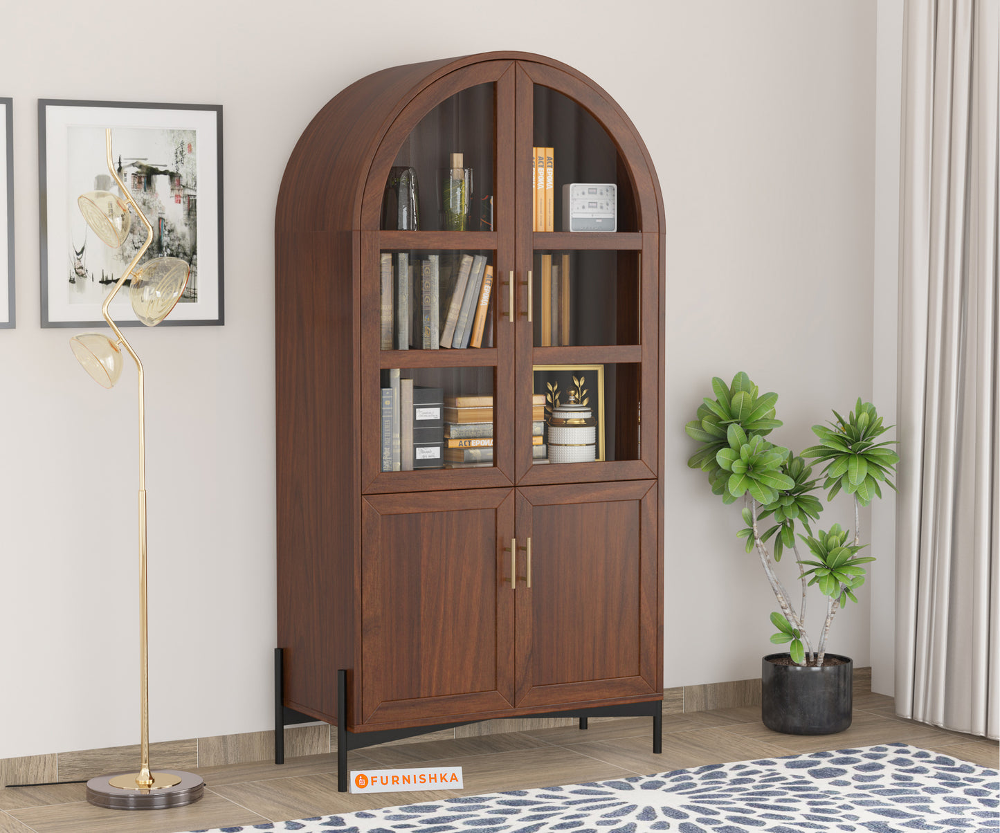 Martin Acacia Wood Four Door Book Shelf - Furnishka 