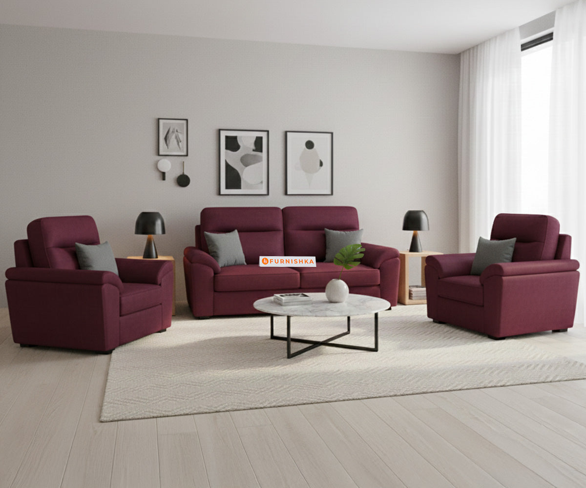 Martino 3+1+1 Seater Sofa Set Red Wine - Furnishka 
