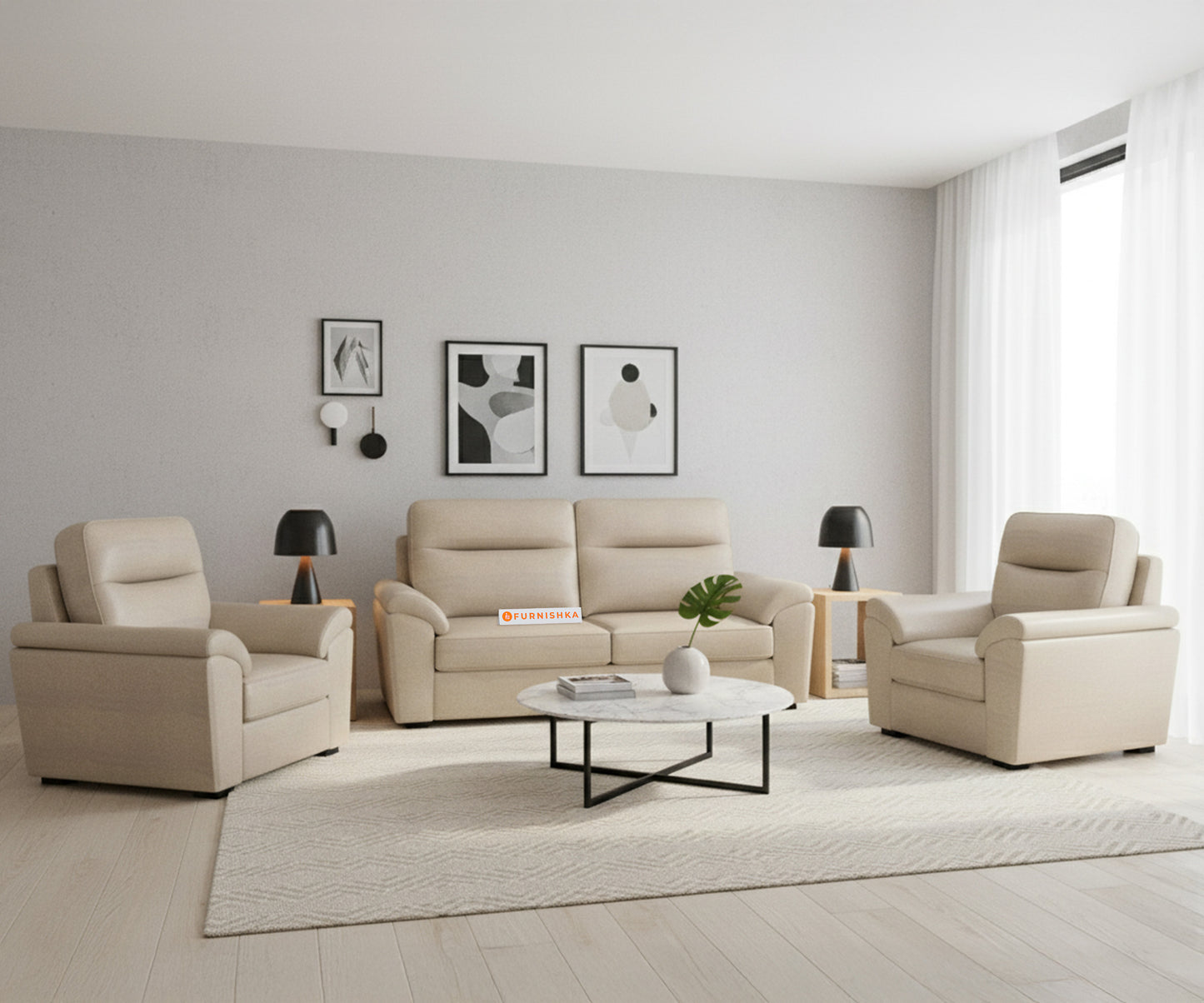 Martino 3+1+1 Seater Sofa Set Light Beige