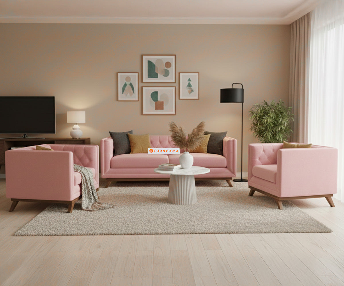 Matilda 3+1+1 Sofa Set Flamingo Pink - Furnishka 