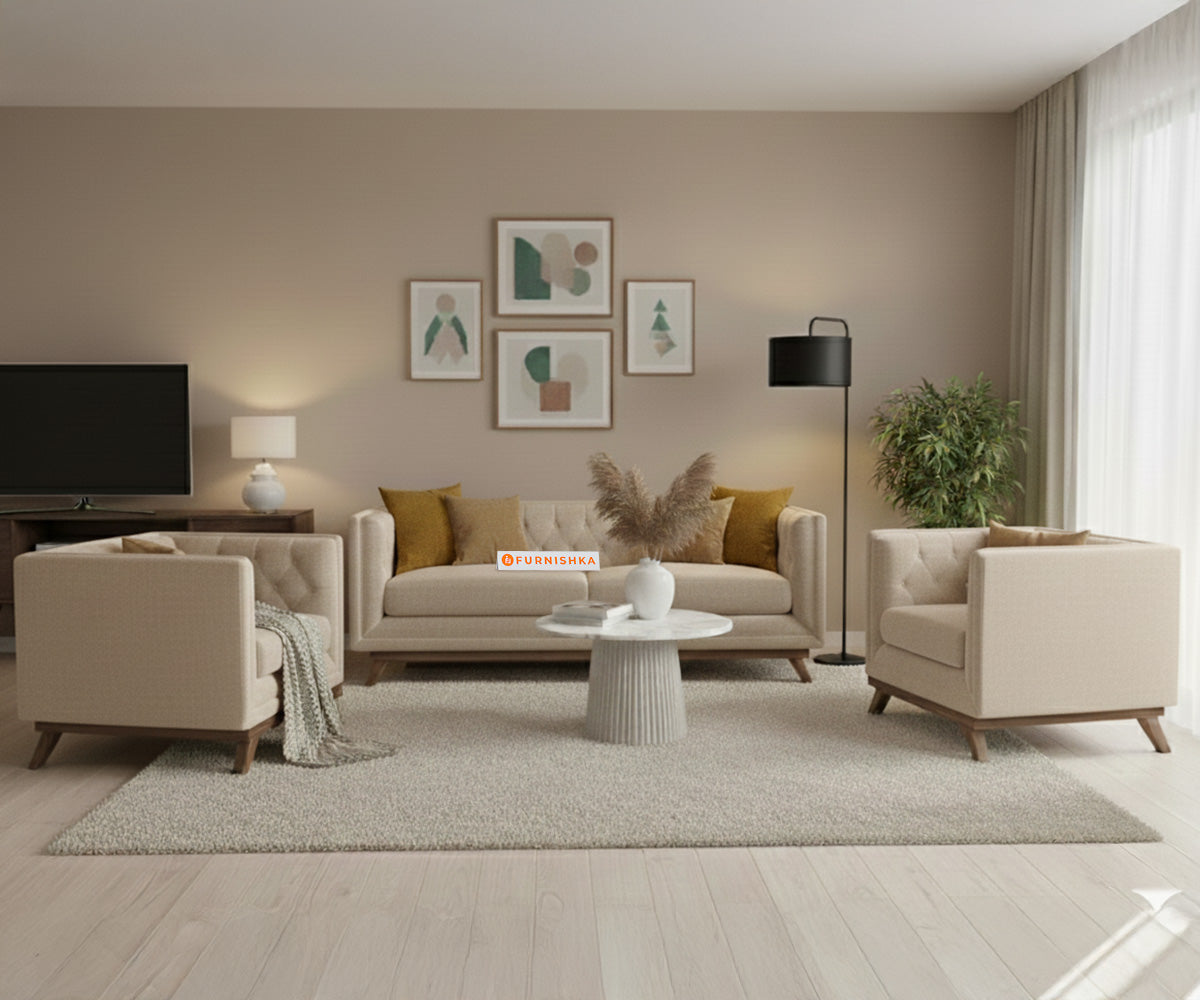 Matilda 3+1+1 Sofa Set Light Beige - Furnishka 