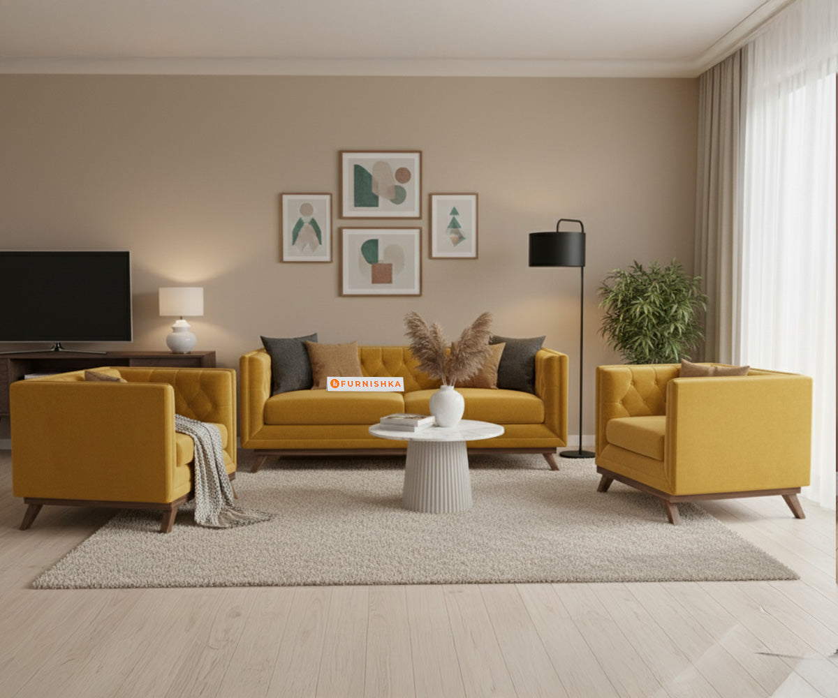 Matilda 3+1+1 Sofa Set Mustard Yellow - Furnishka 