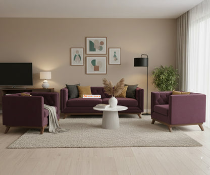Matilda 3+1+1 Sofa Set Red Wine - Furnishka