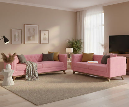 Matilda 3+2 Sofa Set Flamingo Pink - Furnishka