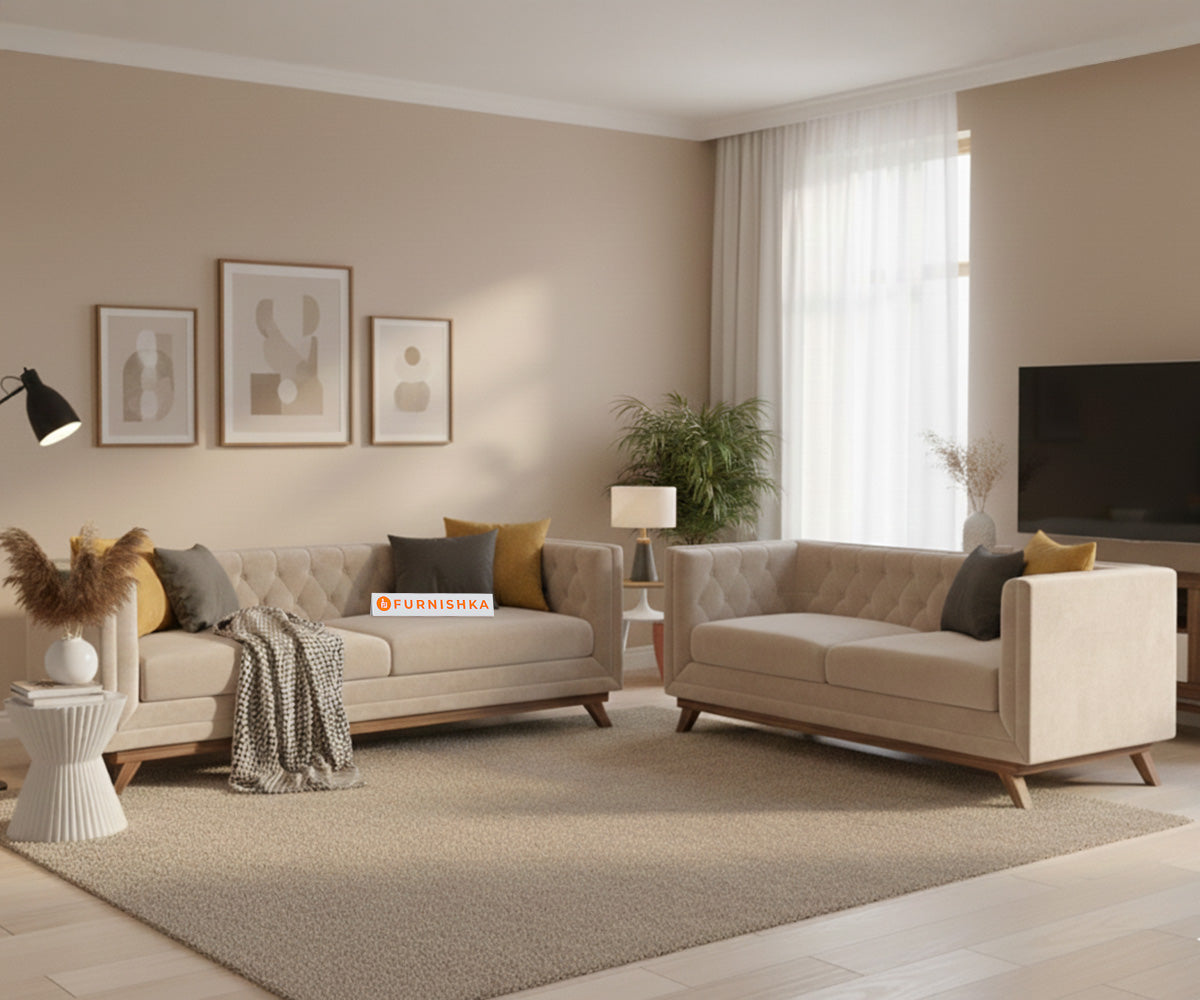 Matilda 3+2 Sofa Set Light Beige - Furnishka 