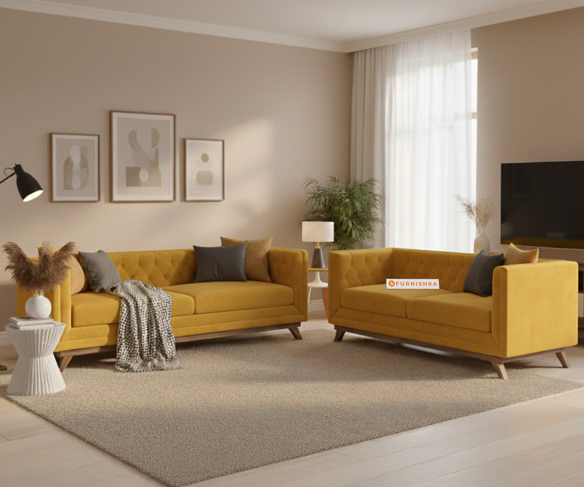 Matilda 3+2 Sofa Set Mustard Yellow - Furnishka 