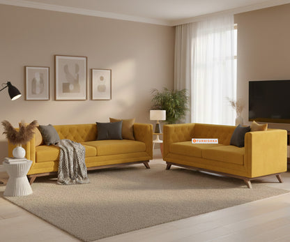 Matilda 3+2 Sofa Set Mustard Yellow - Furnishka