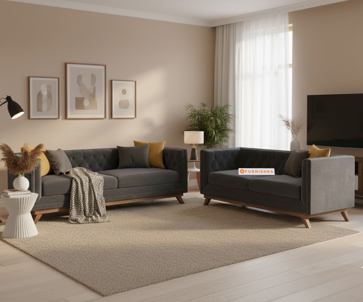 Matilda 3+2 Sofa Set Trout Grey - Furnishka 