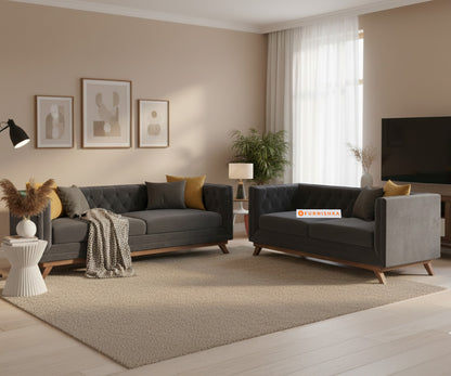 Matilda 3+2 Sofa Set Trout Grey - Furnishka
