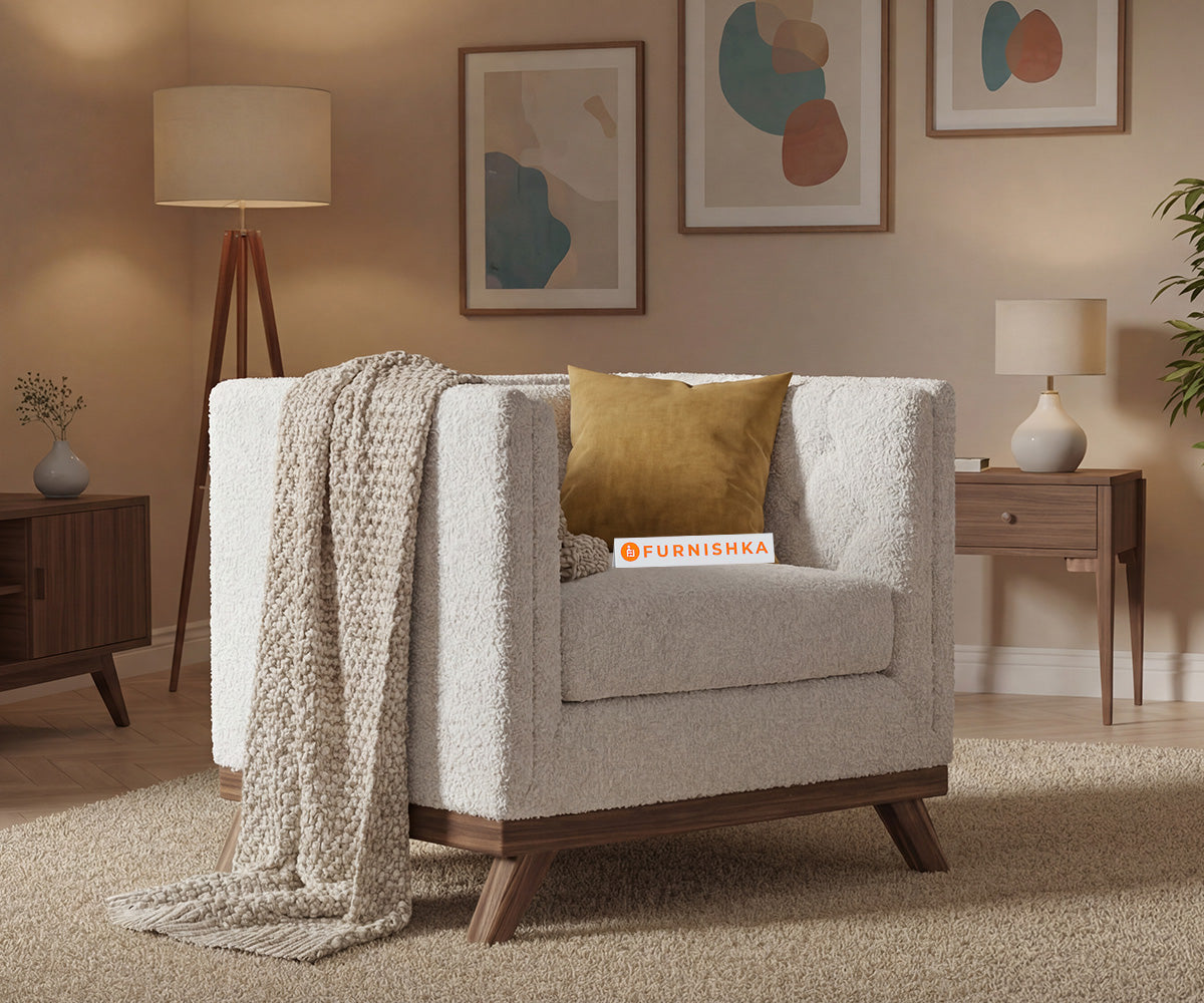 Matilda Sofa 1 Seater With Anthology Fabric Light Beige - Furnishka