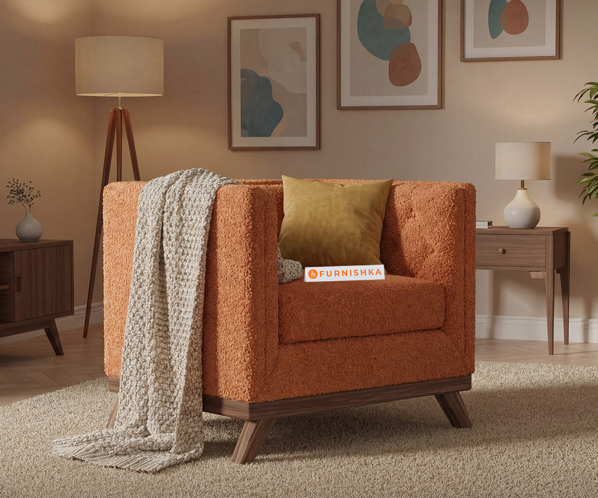 Matilda Sofa 1 Seater With Anthology Fabric Orange - Furnishka