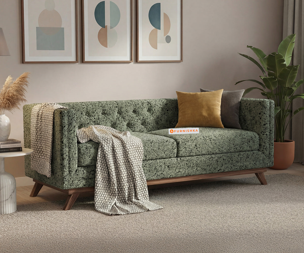 Matilda Sofa 3 Seater With Anthology Fabric Green - Furnishka