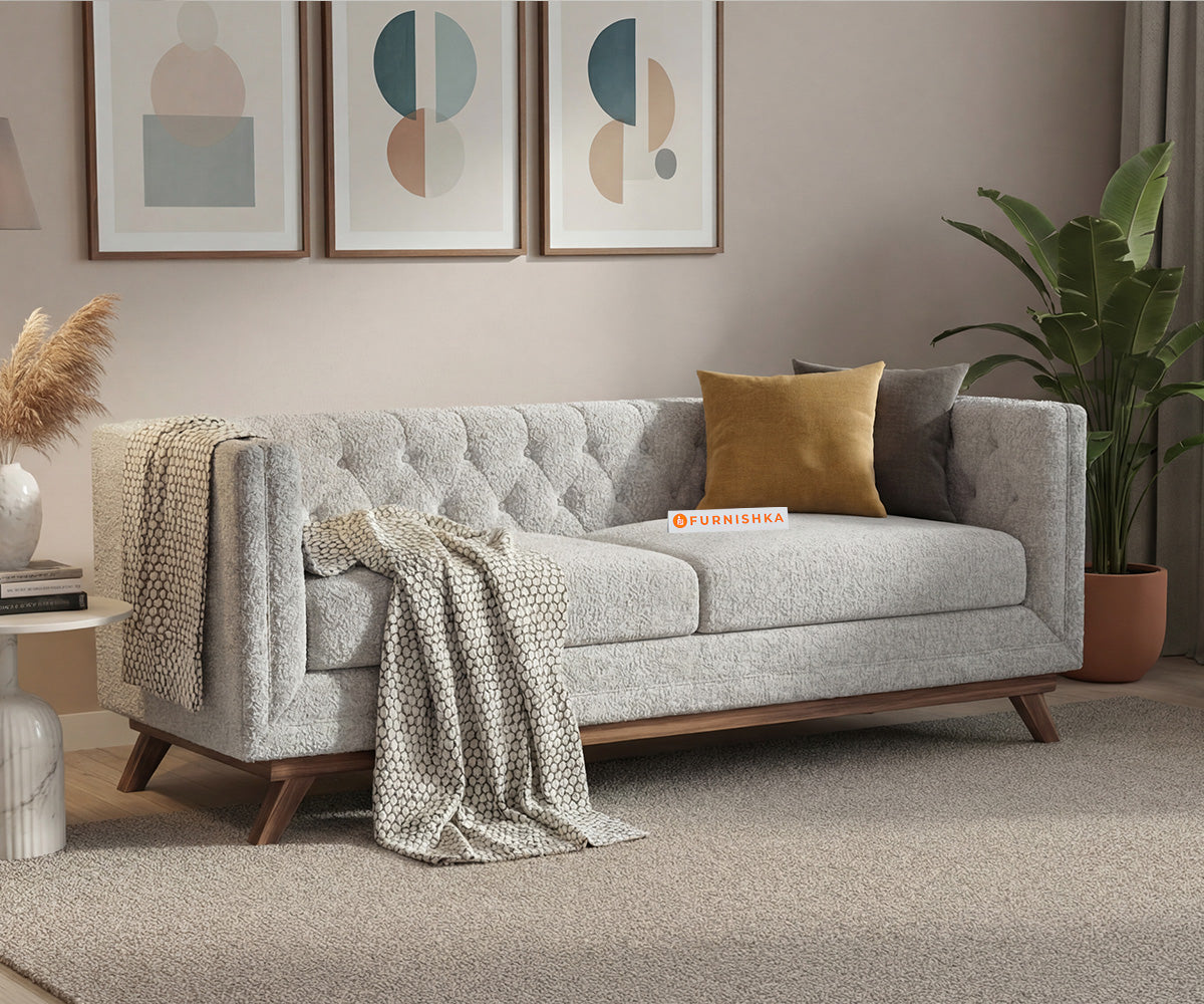 Matilda Sofa 3 Seater With Anthology Fabric Light Beige - Furnishka