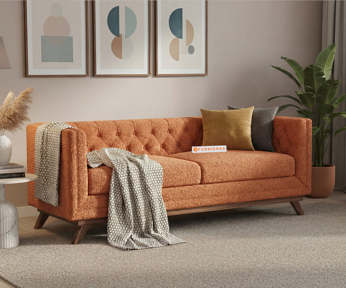Matilda Sofa 3 Seater With Anthology Fabric Orange - Furnishka