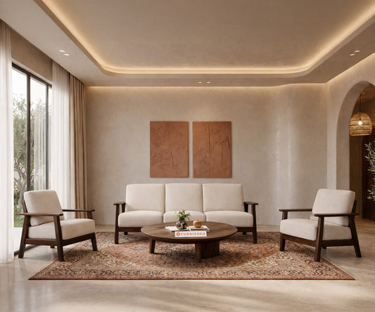 Maven 3+1+1 Seater Sheesham Wood Sofa Set - Furnishka 