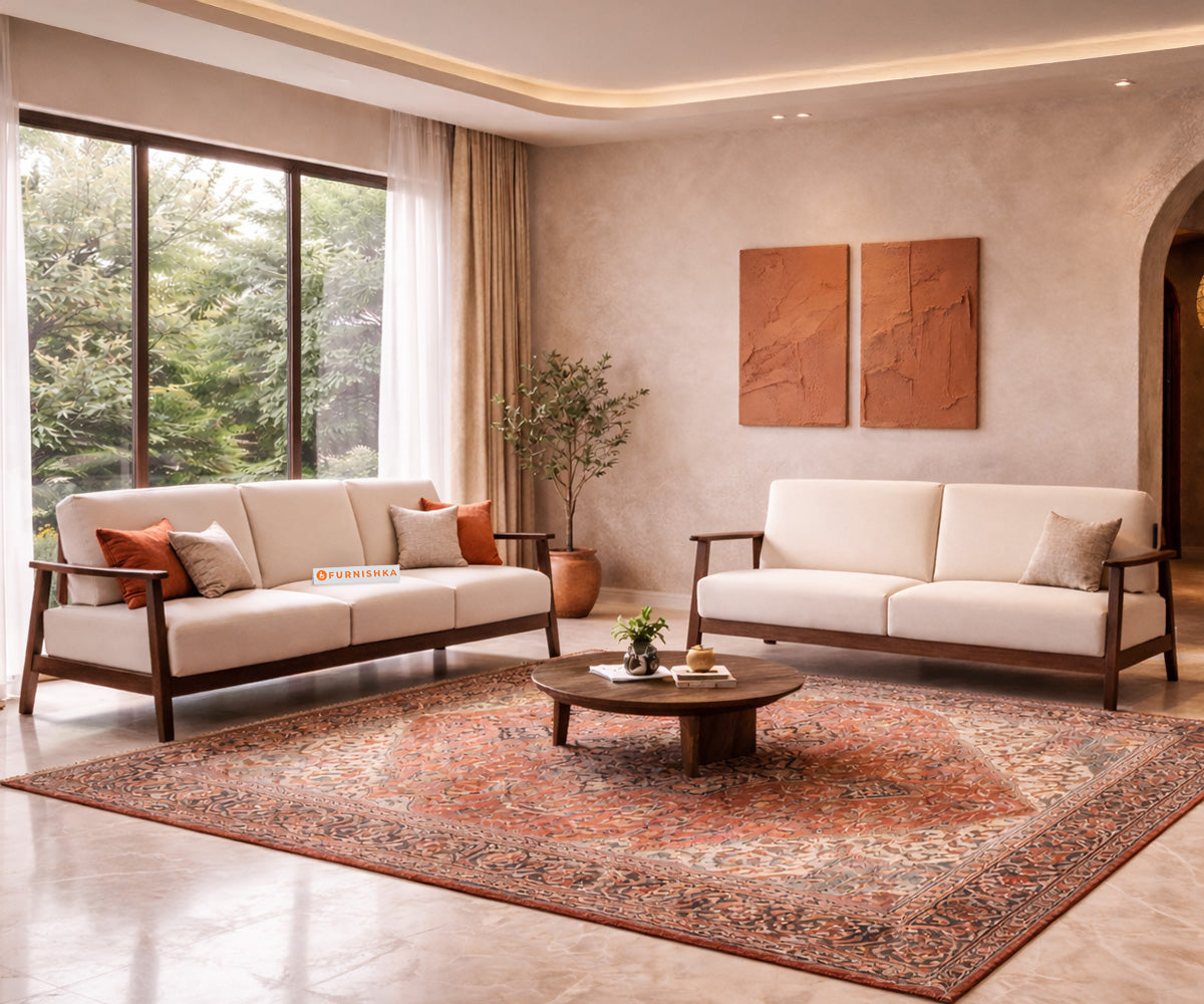 Maven 3+2 Seater Sheesham Wood Sofa Set - Furnishka 