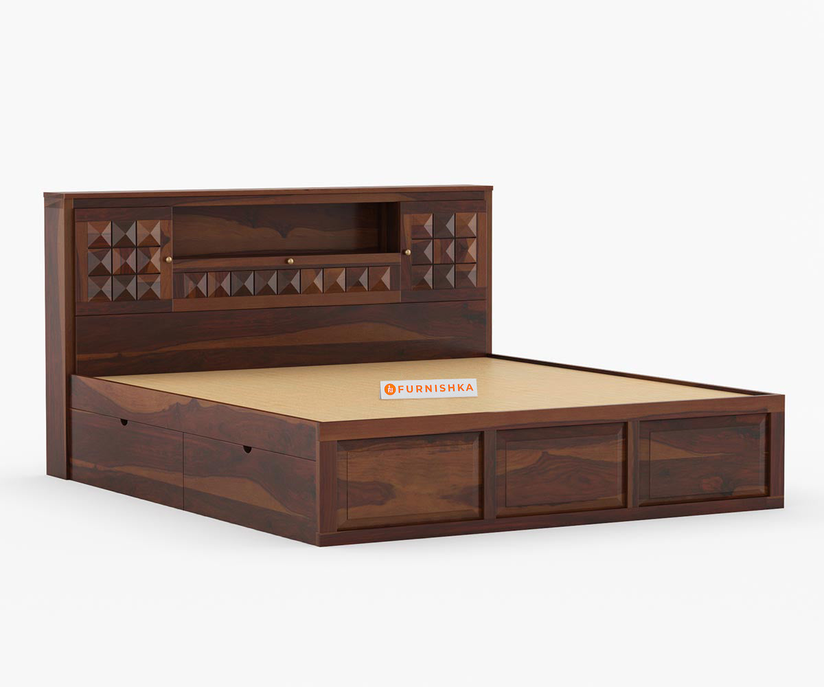 Maverick Sheesham wood With Drawer Storage Bed - Queen Size